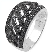 Bids.com 0.54 Carat Genuine Black Diamond .925 Sterling Silver Ring Rings White Smoke size 7.00,size 6.00,size 8.00,size 9.00