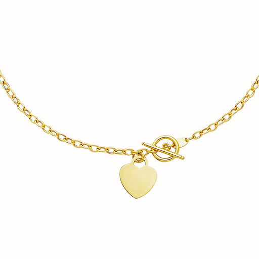 Bids.com Toggle Bracelet with Heart Charm in 14k Yellow Gold Bracelets White Smoke 7.5 / Yellow Gold,One / Yellow Gold