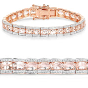 Bids.com 18K Rose Gold Plated 11.60 Carat Genuine Morganite .925 Sterling Silver Bracelet Bracelets White Smoke size 7.50,size 7.00,size 7.25,size 8.00