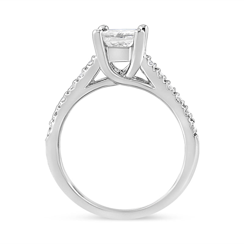 Bids.com 14K White Gold 1 1/5 Cttw 4-Prong Set Princess Diamond Classic Engagement Ring (I1-I2 Color, H-I Clarity) Ring Size 7 Rings White Smoke 5 / White.Gold,8 / White.Gold,6 / White.Gold,9 / White.Gold,7 / White.Gold