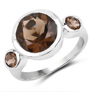 Bids.com 3.56 Carat Genuine Smoky Quartz .925 Sterling Silver Ring Rings White Smoke size 6.00,size 7.00,size 8.00,size 9.00