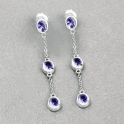 Bids.com 1.98 Carat Genuine Tanzanite .925 Sterling Silver Earrings Earrings Gray