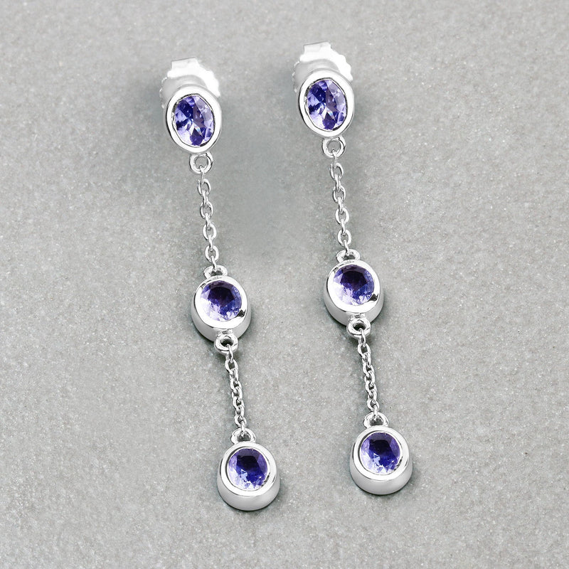 Bids.com 1.98 Carat Genuine Tanzanite .925 Sterling Silver Earrings Earrings Gray