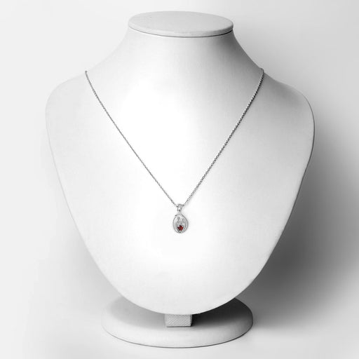Bids.com 0.14 Carat Genuine Garnet .925 Sterling Silver Pendant Pendants White Smoke size 18.00
