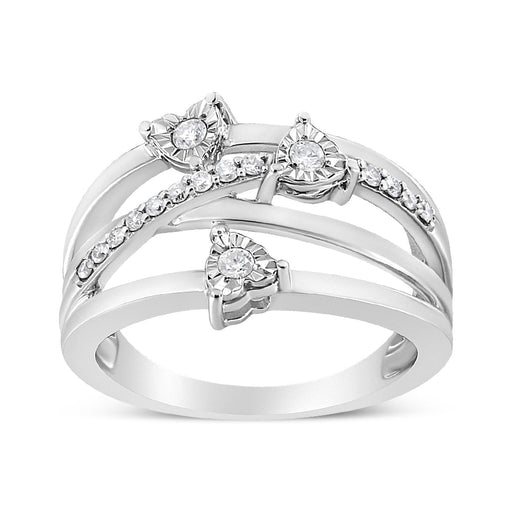 Bids.com .925 Sterling Silver 1/5 Cttw Miracle-Set Diamond Heart Cross-Over Bypass Ring (I-J Color, I2-I3 Clarity) - Size 7 Rings White Smoke 9 / White.Sterling Silver,8 / White.Sterling Silver,6 / White.Sterling Silver,7 / White.Sterling Silver