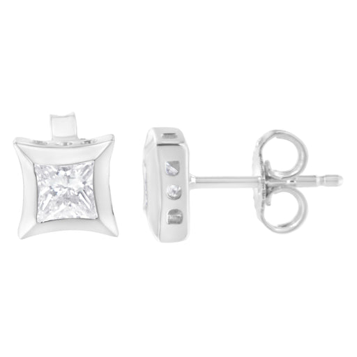 Bids.com 10K White Gold 1/2 Cttw Invisible Set Princess-Cut Diamond Stud Earrings (H-I Color, SI2-I1 Clarity) Earrings White Smoke White.Gold / 0.5151