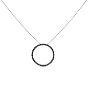 Bids.com .925 Sterling Silver 4.0 Cttw Black Diamond Open Hoop Circle 18" Pendant Necklace (Black Color, I2-I3 Clarity) Necklaces White Smoke White.Sterling Silver / 18 / 4,White.Sterling Silver / 18 / 5,White.Sterling Silver / 18 / 1,White.Sterling Silver / 18 / 2