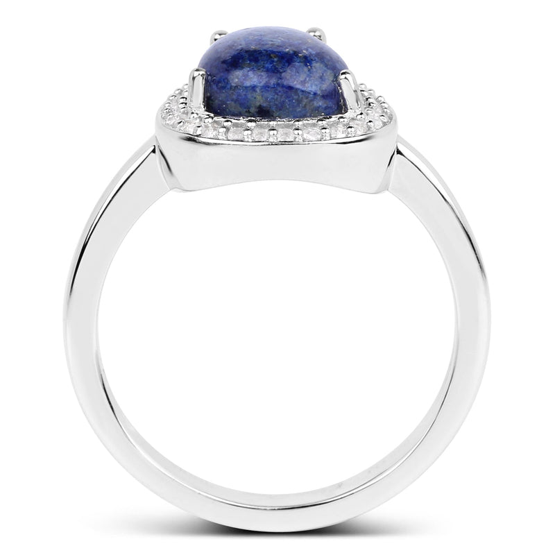 Bids.com 2.03 Carat Genuine Lapis And White Topaz .925 Sterling Silver Ring Rings White Smoke size 6.00,size 7.00,size 8.00,size 9.00