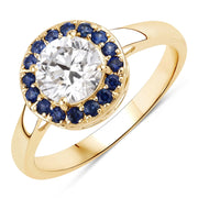 Bids.com 1.32 Carat Genuine Blue Sapphire and Lab Grown Diamond 14K Yellow Gold Ring Rings White Smoke size 6.00,size 7.00,size 8.00,size 9.00