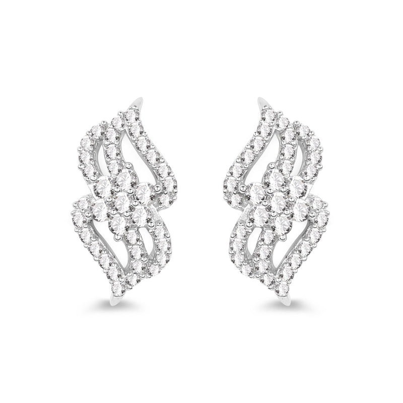 Bids.com 0.68 Carat Genuine White Diamond 14K White Gold Earrings (G-H Color, SI1-SI2 Clarity) Earrings White Smoke
