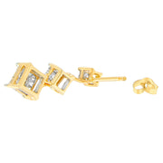 Bids.com 14K Yellow Gold 1 cttw Princess Cut Diamond Earrings (H-I, SI1-SI2) Earrings White Smoke Yellow.Gold / 1