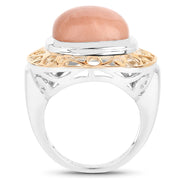 Bids.com Two Tone Plated 12.80 Carat Genuine Moonstone .925 Sterling Silver Ring Rings White Smoke size 7.00,size 8.00,size 9.00,size 6.00