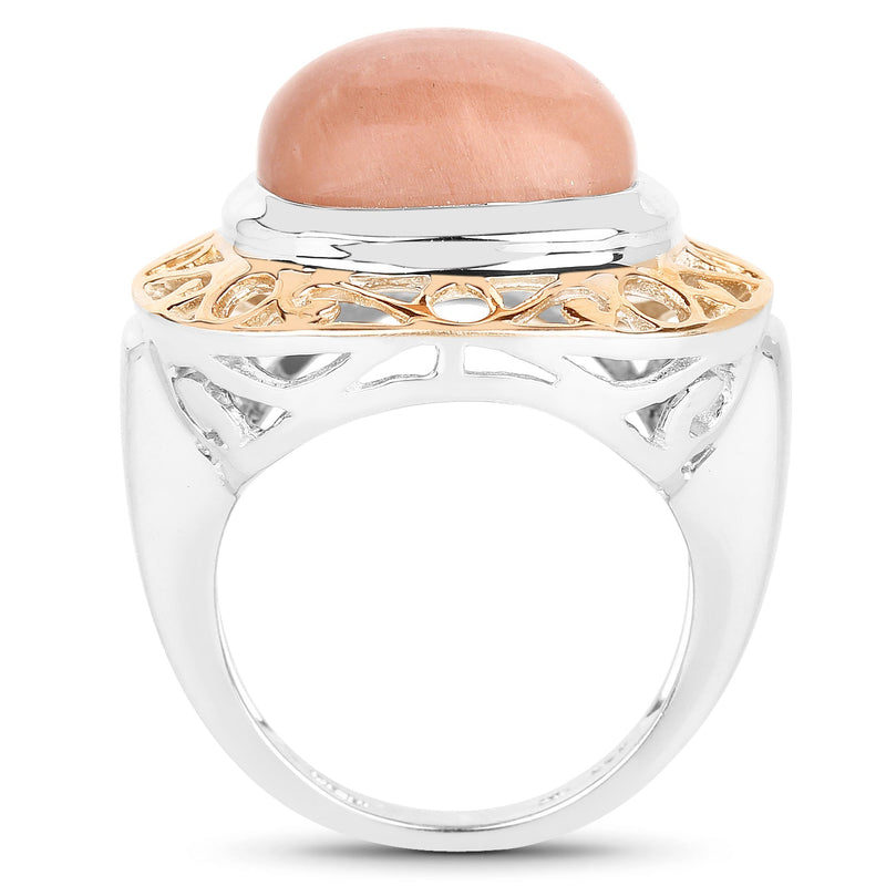 Bids.com Two Tone Plated 12.80 Carat Genuine Moonstone .925 Sterling Silver Ring Rings White Smoke size 7.00,size 8.00,size 9.00,size 6.00
