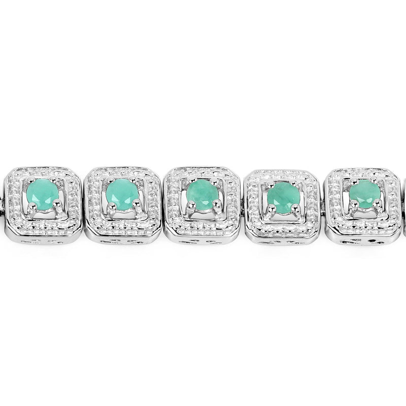 Bids.com 2.40 Carat Genuine Emerald .925 Sterling Silver Bracelet Bracelets Gray size 7.50