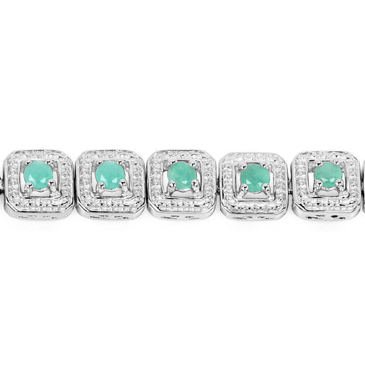 Bids.com 2.40 Carat Genuine Emerald .925 Sterling Silver Bracelet Bracelets Gray size 7.50