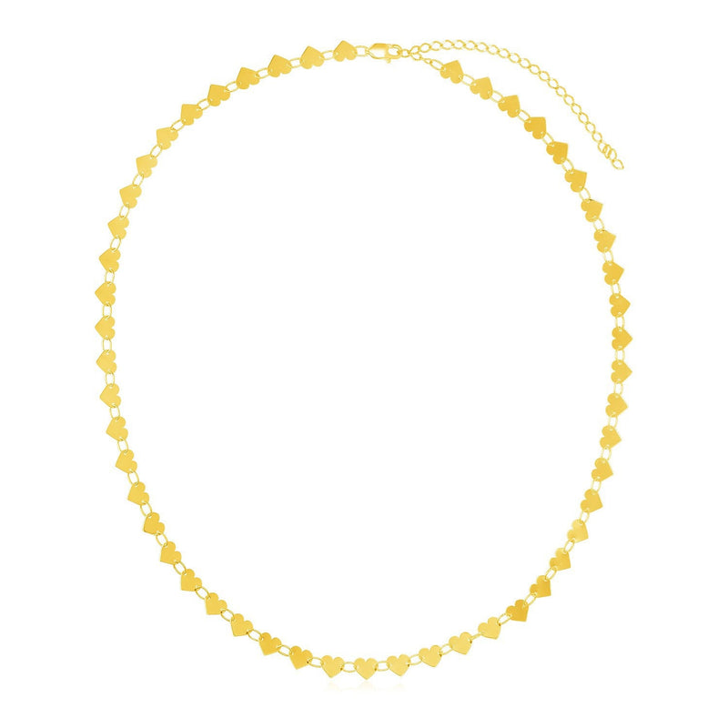 Bids.com 14k Yellow Gold Mirrored Heart Chain Necklace Necklaces White Smoke 18 / Yellow Gold
