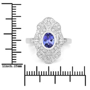 Bids.com 1.17 Carat Genuine Tanzanite and White Topaz .925 Sterling Silver Ring Rings White Smoke size 5.00,size 6.00,size 7.00,size 8.00,size 9.00,size 10.00