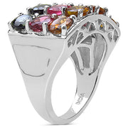 Bids.com 3.72 Carat Genuine Multi Tourmaline .925 Sterling Silver Ring Rings White Smoke size 6.00,size 7.00,size 8.00,size 9.00,size 10.00,size 11.00,size 12.00,size 5.00