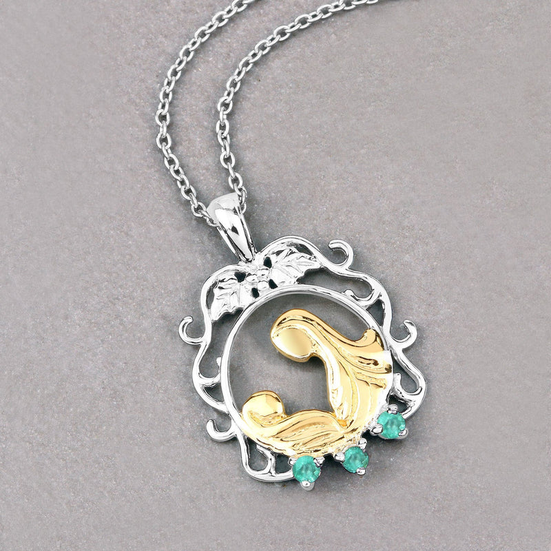 Bids.com 0.09 Carat Genuine Emerald .925 Sterling Silver Pendant Pendants Gray size 18.00