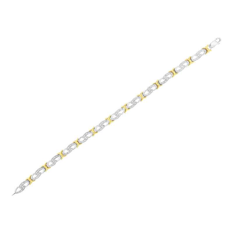 Bids.com 10k Yellow Gold Plated Sterling Silver 1/4 cttw Diamond Infinity and X Link Bracelet (I-J Clarity, I2-I3 Color) - Size 7.25" Bracelets White Smoke YellowWhite.Sterling Silver / 7.25