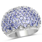 Bids.com 3.01 Carat Genuine Tanzanite and White Diamond .925 Sterling Silver Ring Rings White Smoke size 7.00,size 6.00,size 8.00,size 9.00,size 10.00