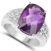 Bids.com 6.50 Carat Genuine Amethyst .925 Sterling Silver Ring Rings White Smoke size 7.00,size 6.00,size 8.00,size 9.00,size 6.50