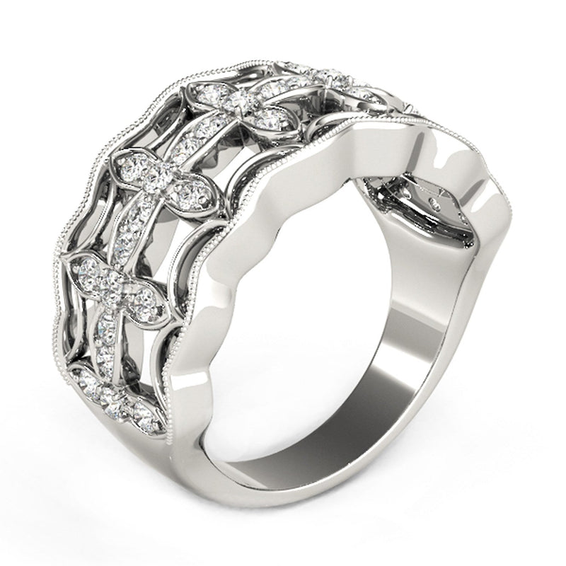 Bids.com Diamond Studded Four Leaf Clover Motif Ring in 14k White Gold (1/4 cttw) Rings White Smoke 3 / White Gold,3.5 / White Gold,4 / White Gold,4.5 / White Gold,5 / White Gold,5.5 / White Gold,6 / White Gold,6.5 / White Gold,7 / White Gold,7.5 / White Gold,8 / White Gold,8.5 / White Gold,9 / White Gold