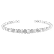 Bids.com .925 Sterling Silver 1/4 Cttw Diamond Rondelle Graduated Ball Bead Cuff Bangle Bracelet (I-J color, I2-I3 clarity) - Fits wrists up to 7 1/2 inches Bracelets White Smoke White.Sterling Silver / 7