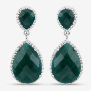 Bids.com 19.42 Carat Dyed Emerald and White Topaz .925 Sterling Silver Earrings Earrings White Smoke