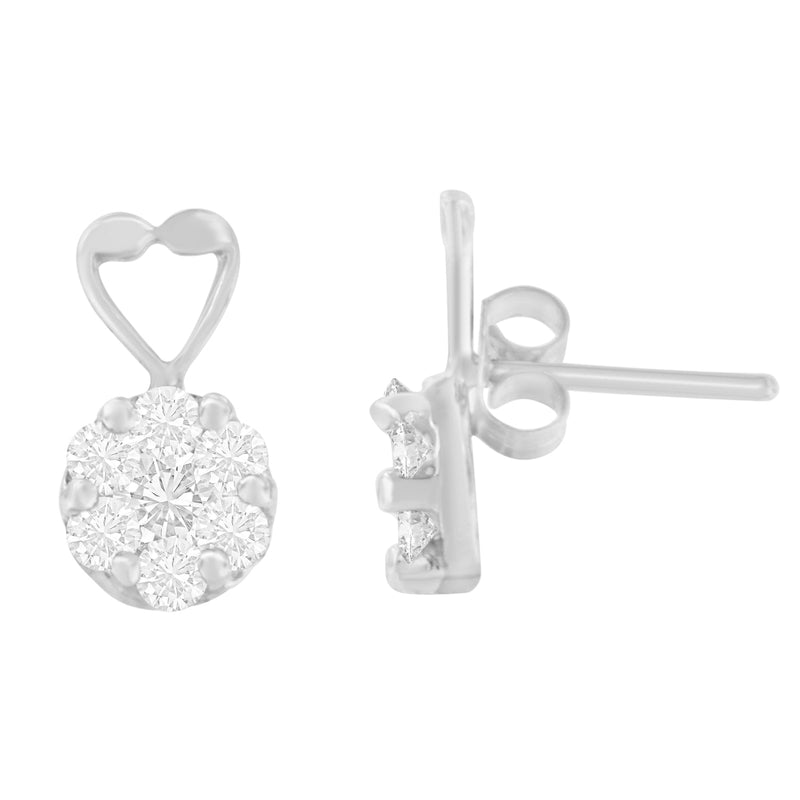 Bids.com 14K White Gold 1 1/4 cttw Round Cut Diamond Earrings (H-I, I1-I2) Earrings White Smoke White.Gold / 1.17