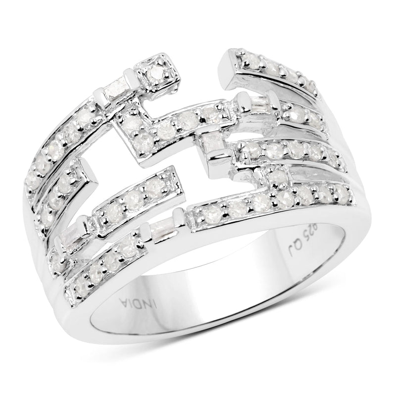 Bids.com 0.60 Carat Genuine White Diamond .925 Sterling Silver Ring Rings White Smoke size 9.00,size 6.00,size 7.00,size 8.00