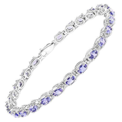 Bids.com 6.00 Carat Genuine Tanzanite .925 Sterling Silver Bracelet Bracelets White Smoke size 7.50,size 7.25,size 7.00,size 8.00
