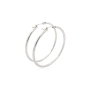 Bids.com 14k White Gold Polished Hoop Earrings (40 mm) Earrings White Smoke White Gold