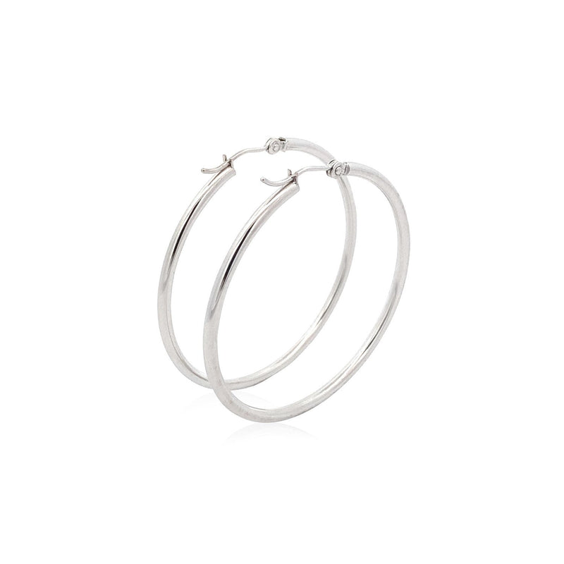 Bids.com 14k White Gold Polished Hoop Earrings (40 mm) Earrings White Smoke White Gold