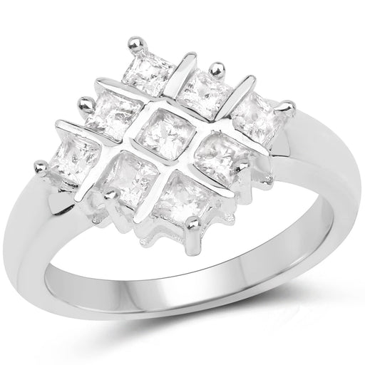 Bids.com 1.08 Carat Genuine White Sapphire .925 Sterling Silver Ring Rings White Smoke size 7.00,size 8.00,size 6.00,size 9.00
