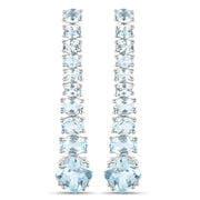 Bids.com 18K White Gold Plated 8.52 Carat Genuine Blue Topaz .925 Sterling Silver Earrings Earrings White Smoke
