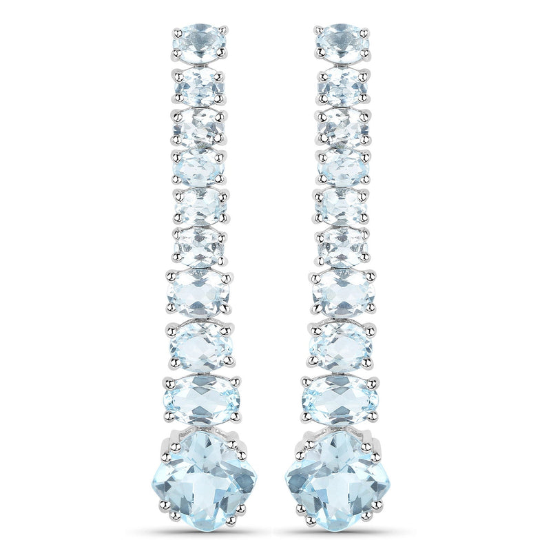 Bids.com 18K White Gold Plated 8.52 Carat Genuine Blue Topaz .925 Sterling Silver Earrings Earrings White Smoke
