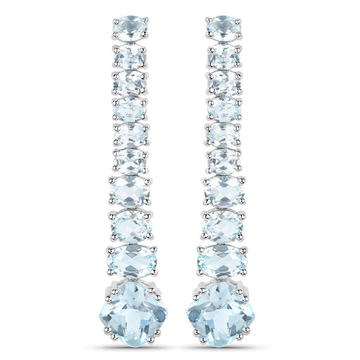 Bids.com 18K White Gold Plated 8.52 Carat Genuine Blue Topaz .925 Sterling Silver Earrings Earrings White Smoke
