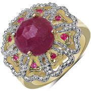 Bids.com 14K Yellow Gold Plated 5.56 Carat Genuine Pink Sapphire, Ruby & White Diamond .925 Sterling Silver Ring Rings White Smoke size 8.00,size 6.00,size 7.00,size 9.00