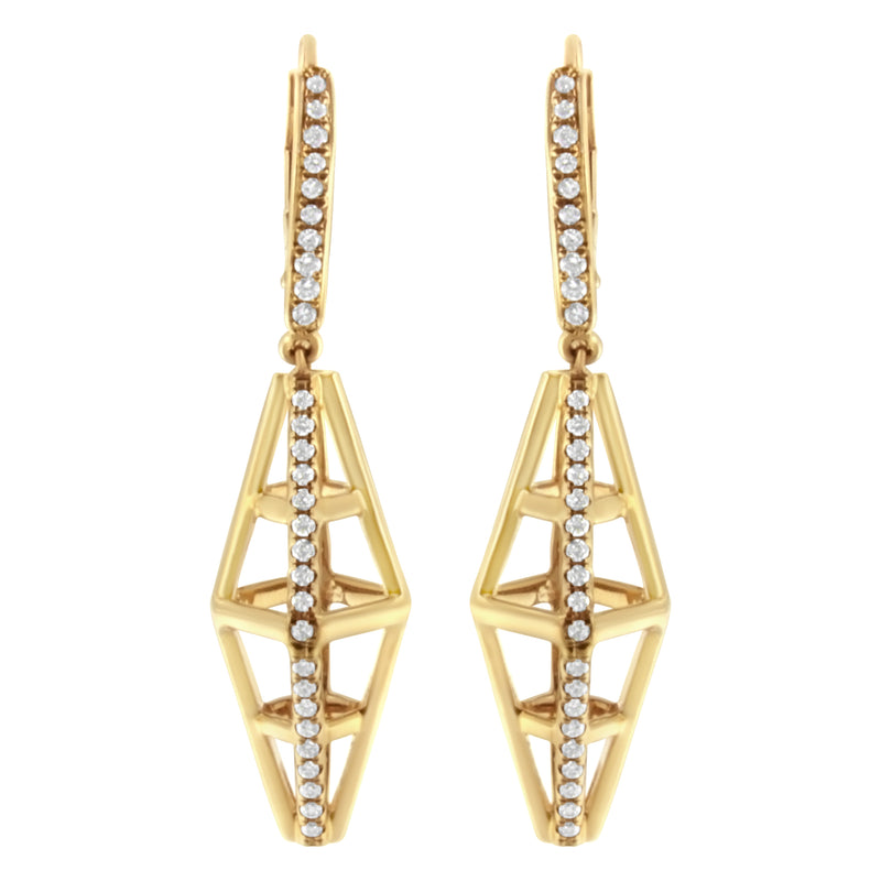 Bids.com 14K Yellow Gold 5/8 Cttw Diamond Geometrical Pillar Drop and Dangle Earrings (G-H Color, SI1-SI2 Clarity) Earrings White Smoke Yellow.Gold / 0.618