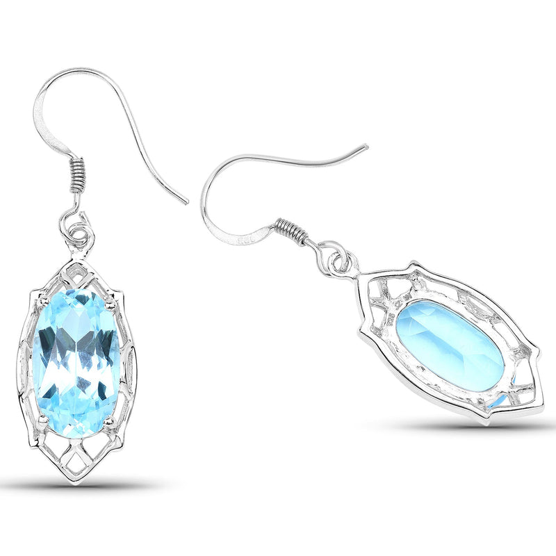 Bids.com 13.68 Carat Genuine Blue Topaz .925 Sterling Silver Earrings Earrings White Smoke