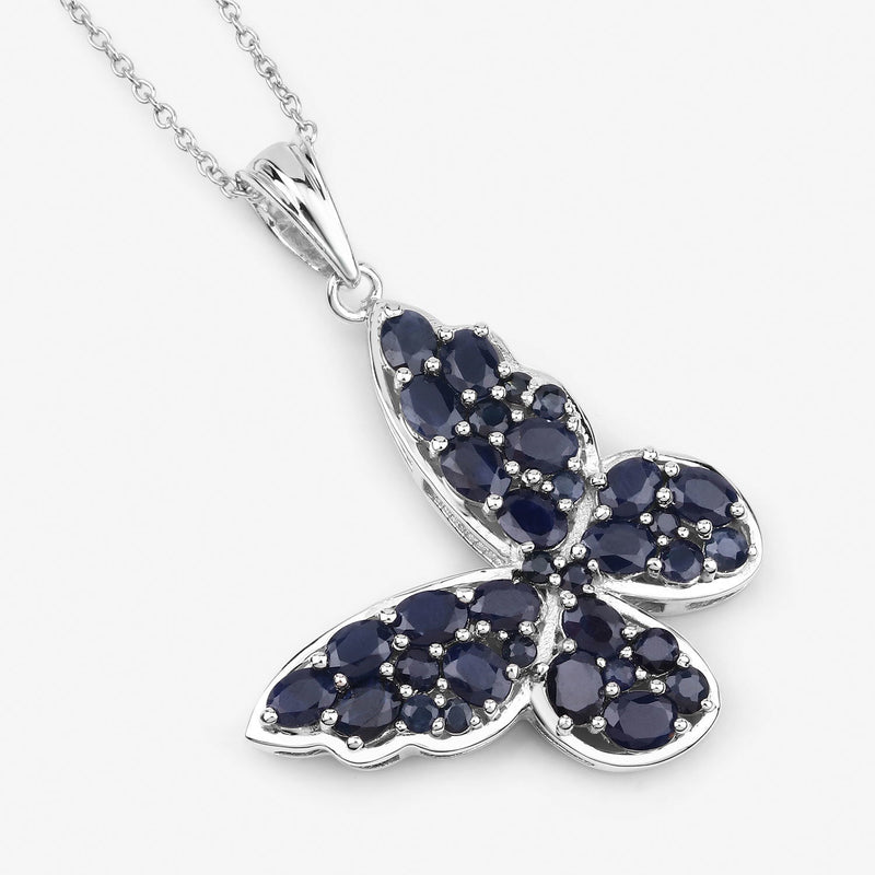 Bids.com 4.36 Carat Genuine Blue Sapphire .925 Sterling Silver Pendant Pendants White Smoke