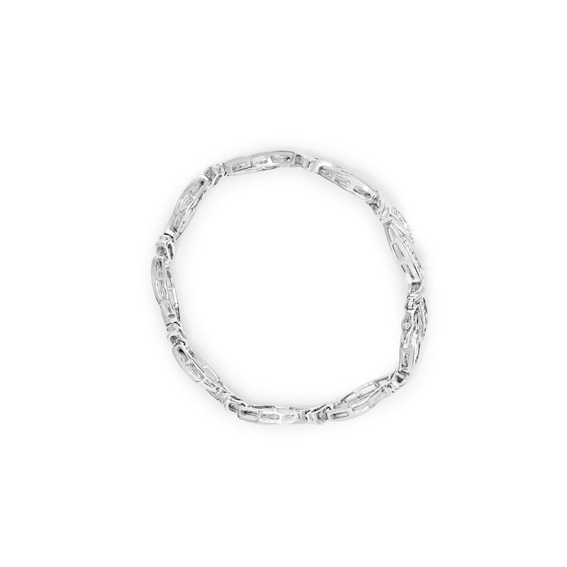 Bids.com 14K White Gold 4.0 Cttw Invisble Set Princess-Cut Diamond Wave Style Link Bracelet (H-I Color, SI2-I1 Clarity) - 7" Bracelets White Smoke White.Gold / 7