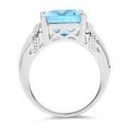 Bids.com 8.89 Carat Genuine Swiss Blue Topaz .925 Sterling Silver Ring Rings White Smoke size 6.00,size 7.00,size 8.00,size 9.00,size 5.00