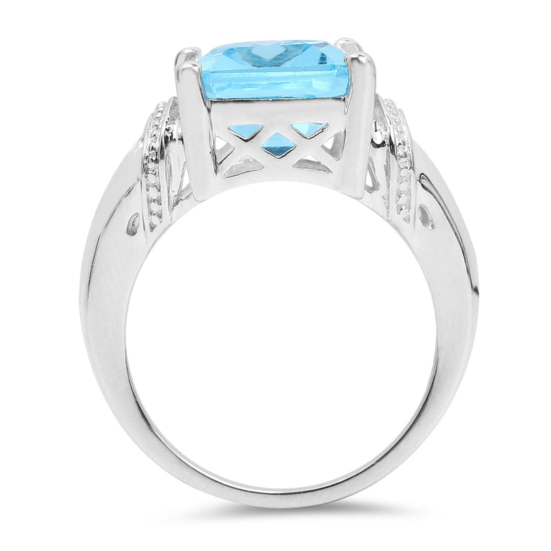 Bids.com 8.89 Carat Genuine Swiss Blue Topaz .925 Sterling Silver Ring Rings White Smoke size 6.00,size 7.00,size 8.00,size 9.00,size 5.00