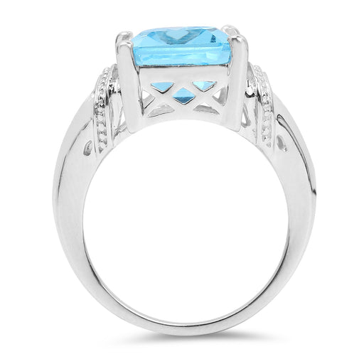 Bids.com 8.89 Carat Genuine Swiss Blue Topaz .925 Sterling Silver Ring Rings White Smoke size 6.00,size 7.00,size 8.00,size 9.00,size 5.00