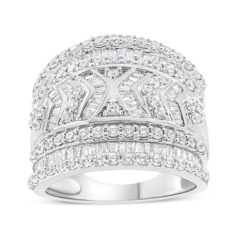 Bids.com .925 Sterling Silver 2.0 Cttw Diamond Edge Multi-Row Ring Band ( J-K Color, I3 Clarity) - Ring Size 7 Rings Light Gray 7 / White.Sterling Silver,9 / White.Sterling Silver,6 / White.Sterling Silver,8 / White.Sterling Silver,5 / White.Sterling Silver