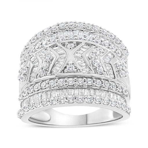 Bids.com .925 Sterling Silver 2.0 Cttw Diamond Edge Multi-Row Ring Band ( J-K Color, I3 Clarity) - Ring Size 7 Rings Light Gray 7 / White.Sterling Silver,9 / White.Sterling Silver,6 / White.Sterling Silver,8 / White.Sterling Silver,5 / White.Sterling Silver