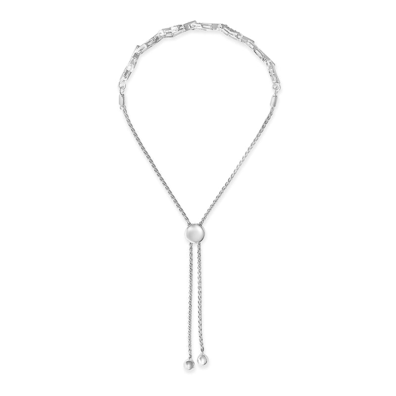 Bids.com .925 Sterling Silver 1/2 Cttw Diamond Alternating Heart Link Adjustable Bolo Bracelet (I-J Color, I3 Clarity) - 4" to 10" Inches Bracelets White Smoke White.Sterling Silver / 7