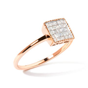 Bids.com 10K Rose Gold 1/3 Cttw Invisible Set Princess Cut Diamond Composite Square Shape Ring (H-I color, I1-I2 clarity) - Size 5 Rings White Smoke 5 / Rose.Gold,6 / Rose.Gold,7 / Rose.Gold,8 / Rose.Gold,9 / Rose.Gold